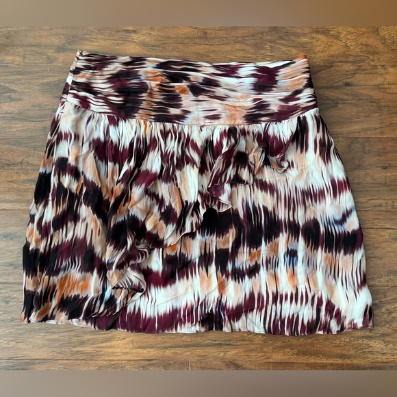 REISS Josephine ikat flippy berry mini skirt Chiffon Party Summer NWT Size 8 - Picture 1 of 8